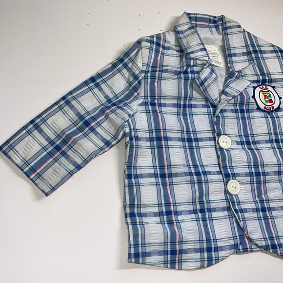 Vintage 80s Plaid Sail Club Blazer Kids 12 Months - Picture 8 of 10
